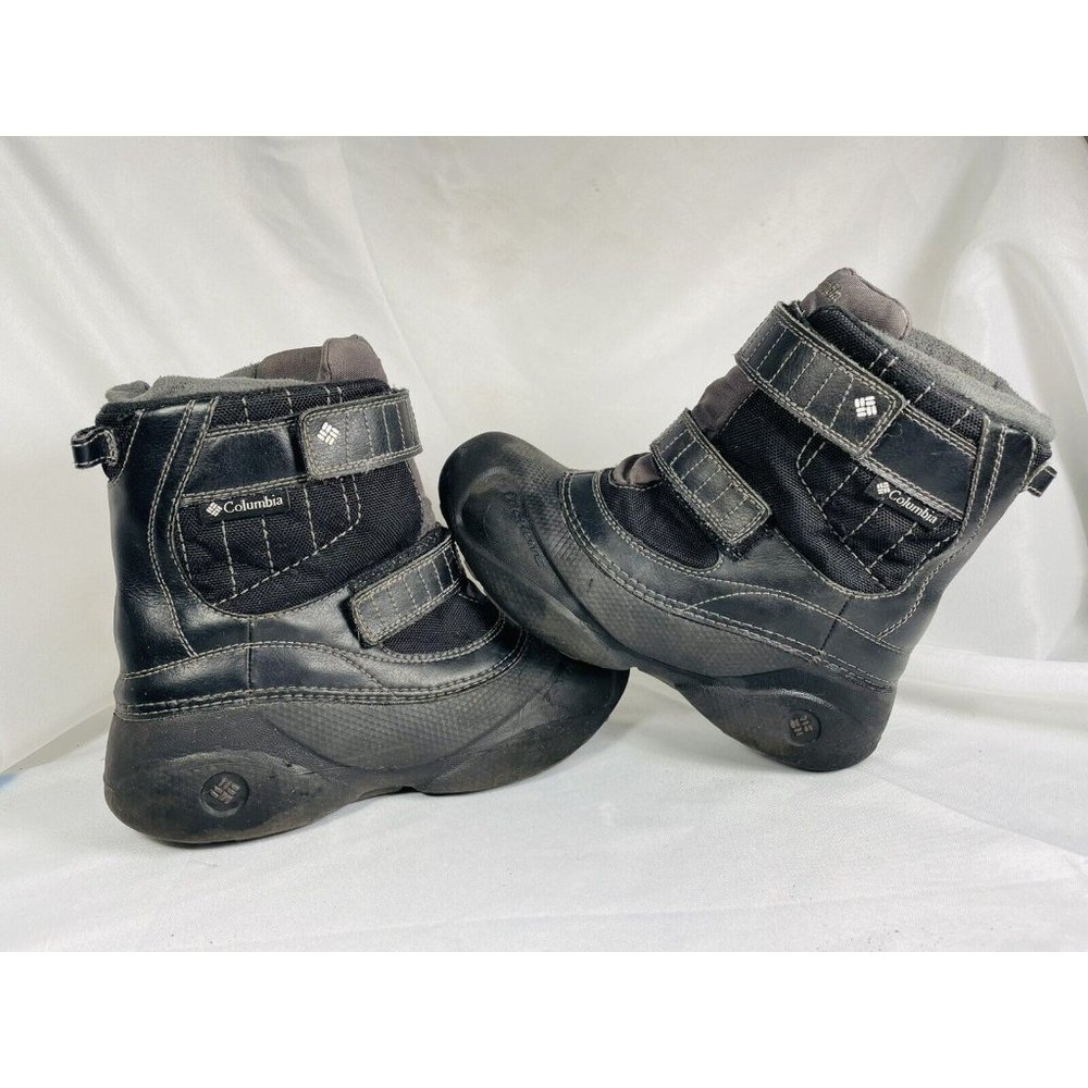 Columbia Techlite Slip Waterproof Insulated Snow Black Gray Boot Youth Boys Sz 5